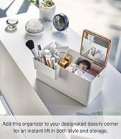 Großer Kosmetik-Organizer mit Griff, Schminktisch-Aufbewahrungsschublade mit Deckel - Stahl + Holz