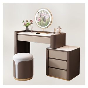 Table de maquillage modulaire extensible en bois massif de luxe moderne avec lumières <span class=keywords><strong>LED</strong></span>, <span class=keywords><strong>miroir</strong></span>, pour chambre à coucher, salon, hôtel - Product Image 3
