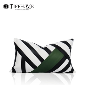 Tiff Home's Explosive New 30*50cm Patrón geométrico orgánico Funda de cojín Blanco y Negro Empalmado Tejido alargado Estilo moderno - Product Image 5