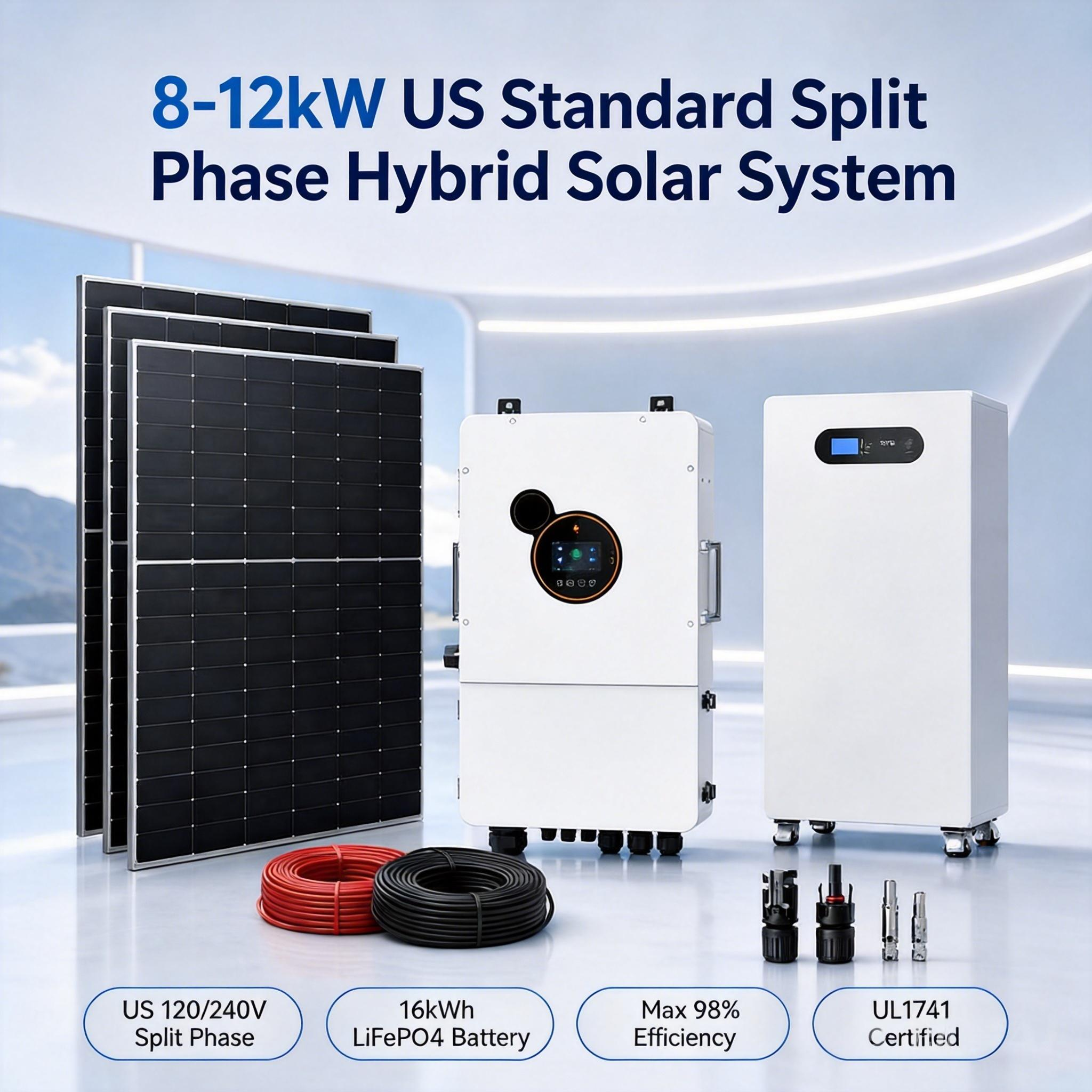 <strong>2026</strong> Newest 10kW Hybrid <strong>Solar</strong> Power System Kit US Standard 120V/240V with N-type Topcon <strong>Solar</strong> Panels & LiFePO4 <strong>Battery</strong>
