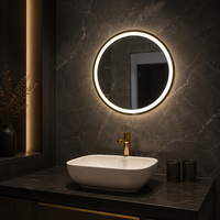 Miroir de salle de bain LED sans cadre, demi-cercle, rétroéclairé, miroir éclairé, IP44, étanche, miroir mural moderne personnalisé, miroir de vanité