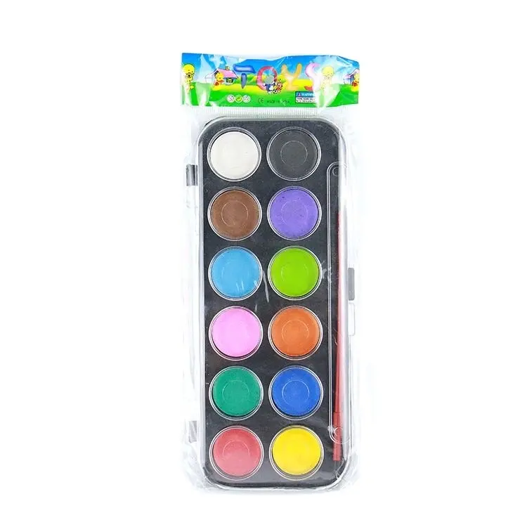 مجموعة ألوان سادة جافة 12 18 24 36 48 لون تلوين مائي مجموعة ألوان مائية ملونة مع قلم بفرشاة مائي