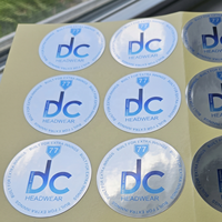 Étiquette autocollante personnalisée en PET/PVC, holographique, laser, métallique brillant argenté, pour casque de sécurité ou casquette snapback