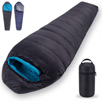Sac de couchage en duvet de canard noir hydrophobe, ultra-léger, 4 saisons, type momie, avec base rehaussée, vente directe usine, pour le camping