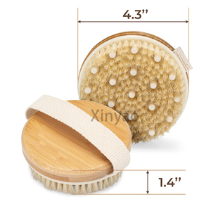 Logo personalizzato setole di cinghiale naturale spazzola per il corpo a secco esfoliante pelle secca linfatica drenaggio e <span class=keywords><strong>Cellulite</strong></span> trattamento massaggio Scrub - Product Image 2