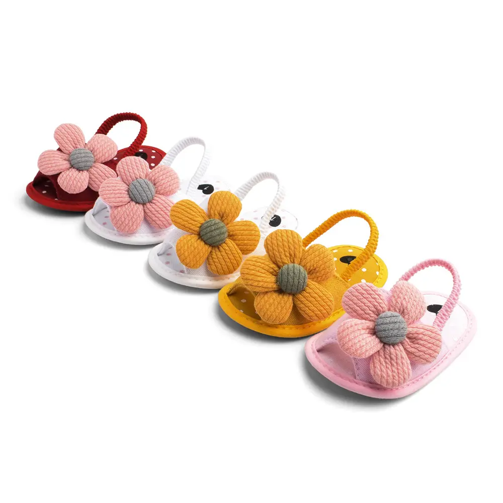 YIZHI Light Weight Cheap Price Elastic Band Summer Toddler Infant Newborn Sunflower Baby Slippers Shoes
