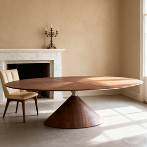 Sang trọng óc chó Veneer bàn ăn thiết kế đồ nội thất ý hiện đại bằng gỗ hình bầu dục hình dạng bàn ăn - Product Image 3