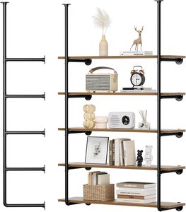 5 niveaux noir Vintage rétro mural industriel montage mural fer tuyau étagère bricolage ouvert étagère <span class=keywords><strong>plafond</strong></span> suspendu étagère - Product Image 1