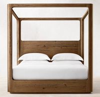Lit à baldaquin antique en bois massif, style industriel vintage indien, double, taille King/Queen, ensemble de chambre 1 pièce
