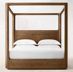 Muebles de Dormitorio Antiguos, Cama con Dosel de Madera Maciza, Cama Doble de Madera Estilo Industrial Vintage Indio, Tamaño King/Queen, Juego de Dormitorio de 1 Pieza - Product Image 2
