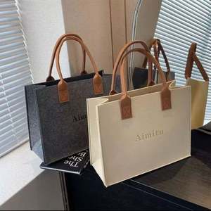 Custom Logo Heavy Duty Eco-Friendly Casual Large Capacity Felt Bag Women Felt Tote Bag Handbags Wool Felt Shopping Bag - Product Image 2