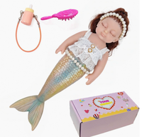 Muñeca Sirena Reborn de Silicona Sólida, Juguete Blandito de Sirena Bebé de Simulación Realista, Juguete Antiestrés para Niños, Regalo