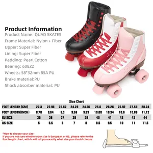Patins à roulettes <span class=keywords><strong>quad</strong></span> pour adultes RS Professional de haute qualité en microfibre, patins à roulettes à quatre roues pour femmes, motif arc-en-ciel - Product Image 4