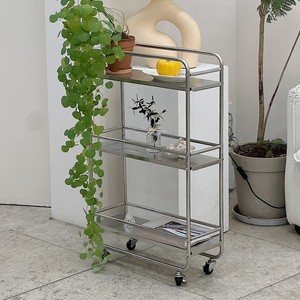 Chariot de rangement en acier inoxydable de 19 cm de large, étagère multi-niveaux pour salle de bain et cuisine - Product Image 1