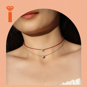 สร้อยคอจี้เพชรโมอิสซาไนต์ทรงกลมสีแดงนำโชค ประดับบนตัวเรือนเงินแท้ 925 ชุบทอง ดีไซน์เรียบหรู สวยงาม - Product Image 6