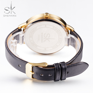 SK K0056 orologi al quarzo con cinturino in pelle grigia da donna dal Design semplice orologio da polso con quadrante blu cielo - Product Image 4