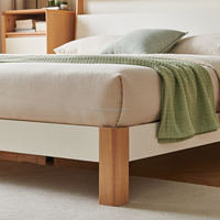 Cadre de lit en bois 601072 avec tête de lit rembourrée en tissu, lit double pour chambre principale, mobilier de maison, vente en gros