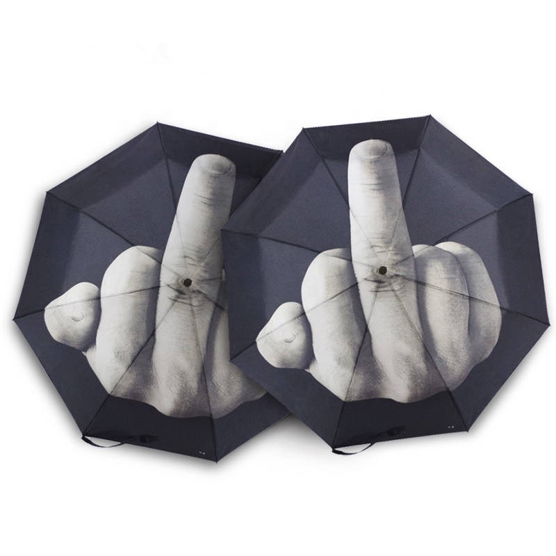 Mẫu Miễn Phí Thấp MOQ Tùy Chỉnh Thiết Kế Độc Đáo Giữa Ngón Tay Vui Umbrella