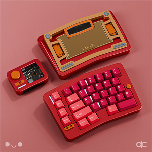 Teclado ergonómico dividido rojo anodizado QK <span class=keywords><strong>Alice</strong></span> Duo Con Teclado mecánico de tres modos y teclado de aluminio CNC - Product Image 1
