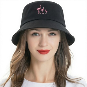 Chapeau Bob Unisexe en Mélange de Coton Brodé Flamant Noir Réglable pour la Plage, les Voyages et le Quotidien – Toutes Saisons - Product Image 4