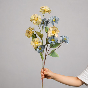 Orquídeas Artificiales Mu Jin Gesang, 5 Cabezas, Pétalos de PVC en Azul, Gris y Verde, para Decoración del Hogar, Accesorios de Boda, Arreglos de Escritorio - Product Image 1