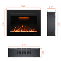 Cheminée électrique moderne de luxe Benrocks de 36 pouces avec flammes LED RGB, son crépitant, construction en acier et verre, réglable
