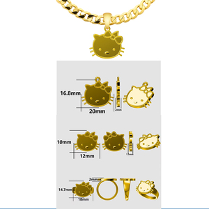 卸売カスタム防水猫ジュエリーセットネックレスイヤリングリング18KゴールドメッキPVD 304ステンレス鋼ファッションジュエリー女性用 - Product Image 3
