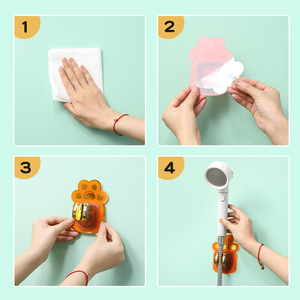 Soporte para cabezal de ducha sin taladro, soporte ajustable con ventosa para baño de niños, forma de manzana, verde, naranja, blanco - Product Image 5