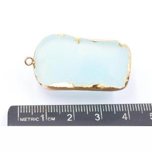 Aqua druzy 35-37มม. พร้อมจี้ทองเหลืองจี้ชุบทองไม่เรียบจี้อัญมณีธรรมชาติ - Product Image 2