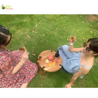 Table à vin pliante portable de luxe en bois d'acacia - Petit accessoire de plage et de pique-nique pour une utilisation partout