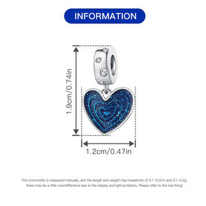 Suministro exclusivo transfronterizo de colgantes de corazón clásicos de cobre blanco, accesorios de joyería para pulseras DIY, venta al por mayor para mujeres - Product Image 3