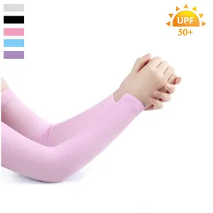 UPF 50+ Ice Silk Fabric Sleeve Cover Breathable Soft Elastic Unisex Arm Sleeve For Sport And Outdoor