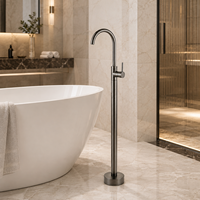 Robinet de baignoire sur pied en laiton gris anthracite, mitigeur chaud/froid à levier unique pour la vente en gros