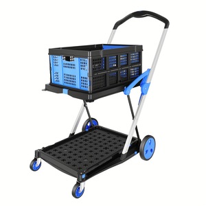 Le chariot à double couche peut être plié, approprié aux achats de supermarché - Product Image 2