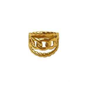 Women's Gold Plated Chain <b>Ring</b> <b>Titanium</b> Steel Geometric Design Gift Jewelry - Product Image 5