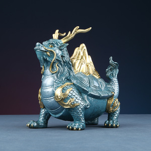 Ornement tortue dragon en cuivre, décoration Feng Shui, salon, entrée, hall, cadeau de cérémonie d'ouverture - Product Image 3