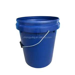 5 Gallon 20 Liter utility bucket plastic drum with lid metal handle chemical paint pail