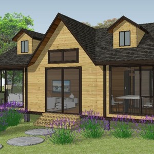 Villa rustique en bois à deux étages avec véranda pour jardin ou usage en station balnéaire - Product Image 2