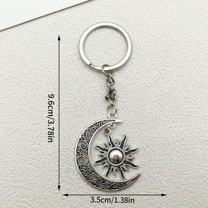 Luxury Fashion Vintage Zinc Alloy Waterproof Lightweight Crescent Pentagram Sun Star Angel <strong>Keychain</strong> Pendant - Product Image 6