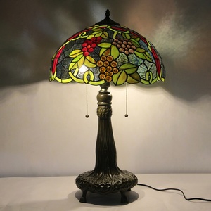 Lámpara de Mesa Flexible Ajustable LED de Vidrio Teñido Estilo Europeo LongHuiJing, Lámpara de Lectura de Cabecera de 2 Luces y 16 Pulgadas de Ancho, Tradicional - Product Image 1