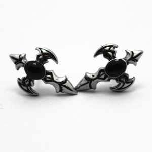 yunnique Cross <b>Stud</b> <b>Earrings</b> <b>Black</b> Titanium Steel Geometric Bezel Setting Fashion Jewelry - Product Image 1