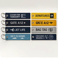Etiqueta de Equipaje de Aviación Bordada Personalizada, Anillo de Aleación de Zinc con Tela Tejida, Llaveros con Temática de Aviación para Promociones de Vuelos