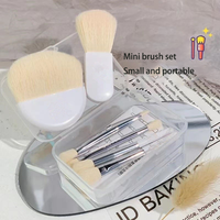 Lot de 6 mini pinceaux plats portables ultra doux en nylon pour poudre, fond de teint, fard à joues, estompage, eye-liner et fard à paupières