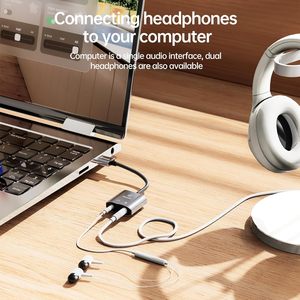 Adaptador de <span class=keywords><strong>audio</strong></span> estéreo con conector USB de 3,5 mm, tarjeta de sonido externa, micrófono para auriculares, conector TRS, compatible con Windows, <span class=keywords><strong>MAC</strong></span>, Linux, PS4 (gris) - Product Image 2