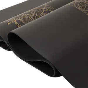 2024 New Non Slip Large Eco-friendly EVA Block Durable Polyester UV Printed Custom Golden Black PU Natural Rubber Yoga Mat