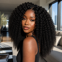 Extensions de cheveux humains 100 % faits à la main, style afro crépu, en plumes, pour crochet, permanents, pour femmes noires, vente en gros