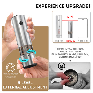 KLT Mini moulin à <span class=keywords><strong>poivre</strong></span> portable en métal et acier inoxydable Moulin à <span class=keywords><strong>poivre</strong></span> rechargeable Moulin à <span class=keywords><strong>poivre</strong></span> électrique - Product Image 2