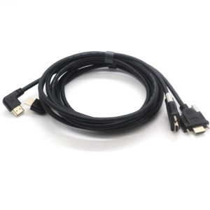 Fiche mâle <span class=keywords><strong>HDMI</strong></span> avec double vis de fixation de verrouillage vers adaptateurs <span class=keywords><strong>HDMI</strong></span> à angle latéral Câble personnalisé industriel composite haute définition - Product Image 1
