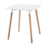 Table carrée nordique en gros, plateau noir mat, pieds en bois naturel, pieds réglables, pour la maison, restaurant, bistrot, bureau de salle à manger