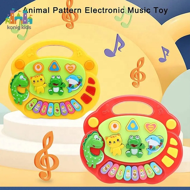 Pattern Baby Music Toy Portable Electronic Keyboard with Handle Colorful Infant Musical Instrument for Early Sensory Learning